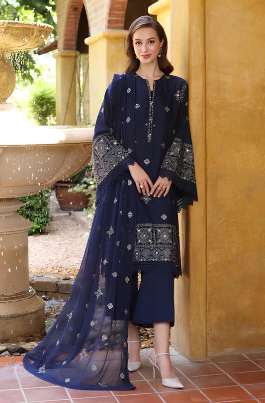 BAREEZE-EMBROIDERED 3PC LAWN DRESS WITH EMBROIDERED CHIFFON DUPATTA
