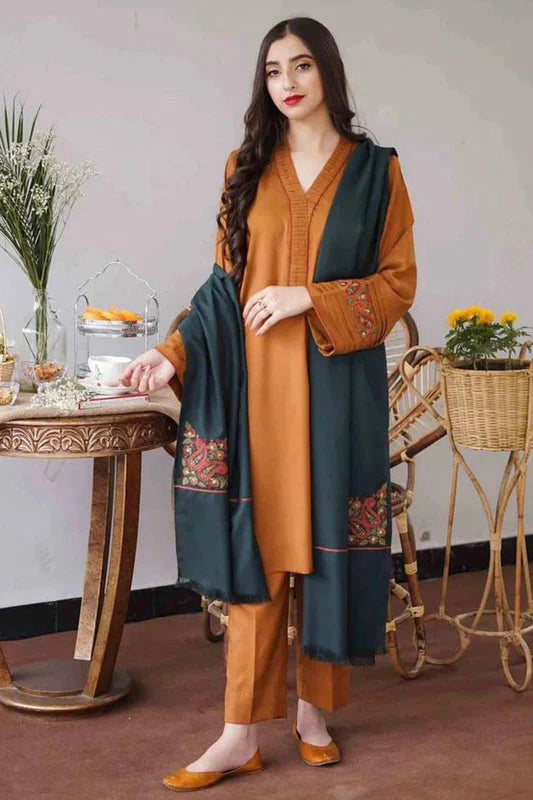 3pc unstitched dhanak  dress with dhannak  dupatta JN-2603