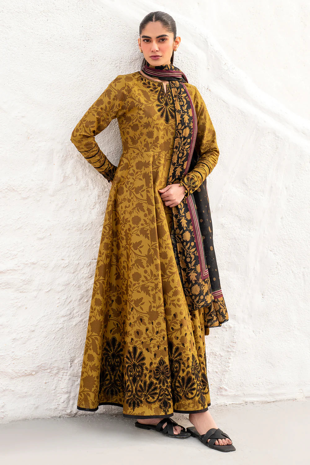 3pc unstitched linen dress with linen dupatta JN2601