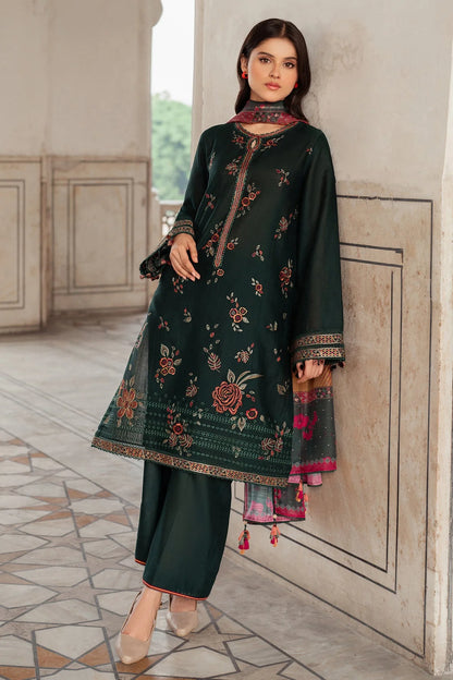 Jazmin lawn  3pc unstitched embroiered dress with voil lawn dupatta