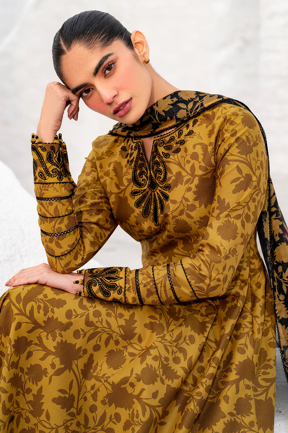 3pc unstitched linen dress with linen dupatta JN2601