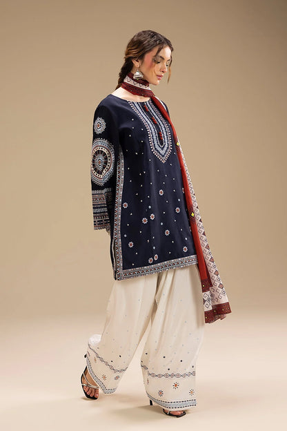 3pc unstitched dhanak  dress with dhannak  dupatta JN-2614