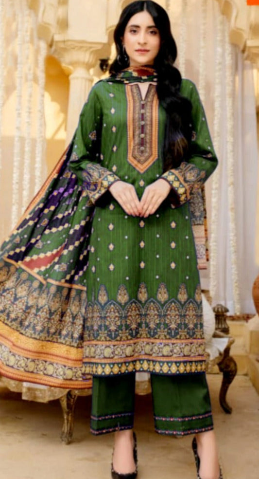 Maria.b 3pc lawn suit unstitched with voil dupatta