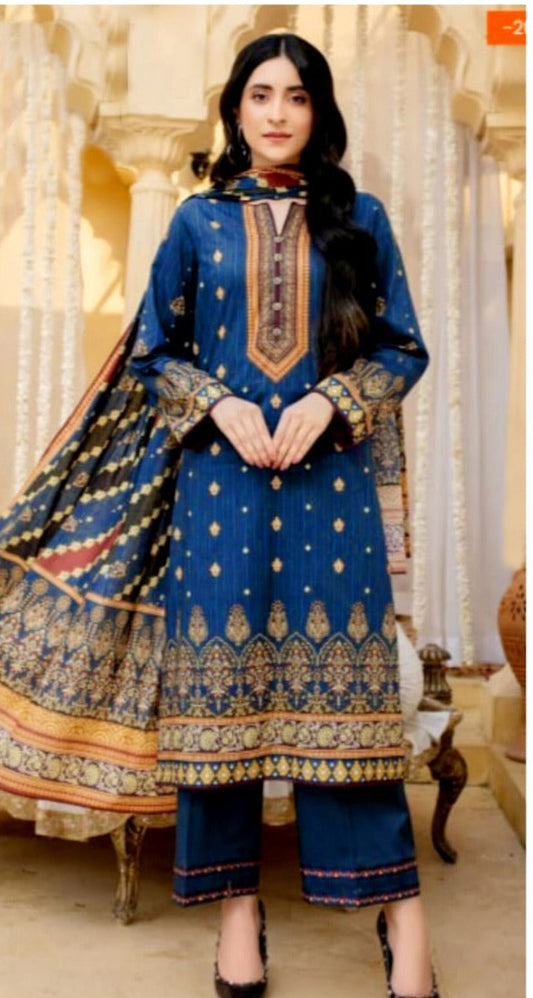 Maria.b 3pc lawn suit unstitched with voil dupatta