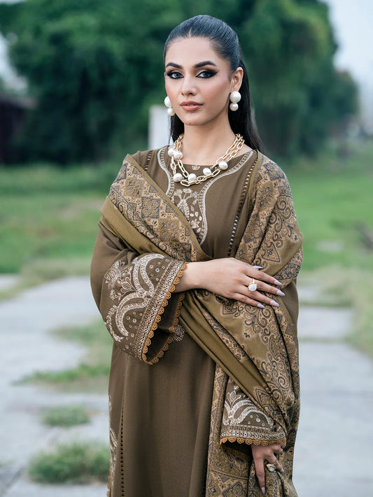 3pc unstitched dhanak  dress with Digital print wool shawl duppata 2657