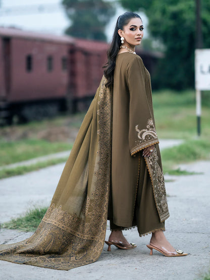 3pc unstitched dhanak  dress with Digital print wool shawl duppata 2657