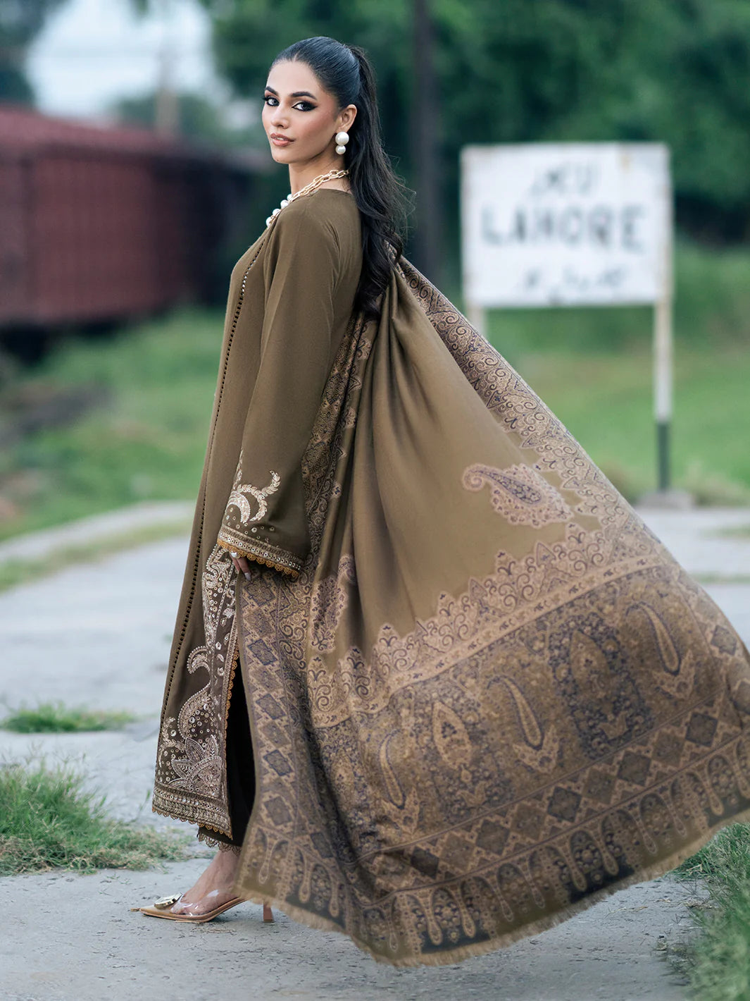 3pc unstitched dhanak  dress with Digital print wool shawl duppata 2657