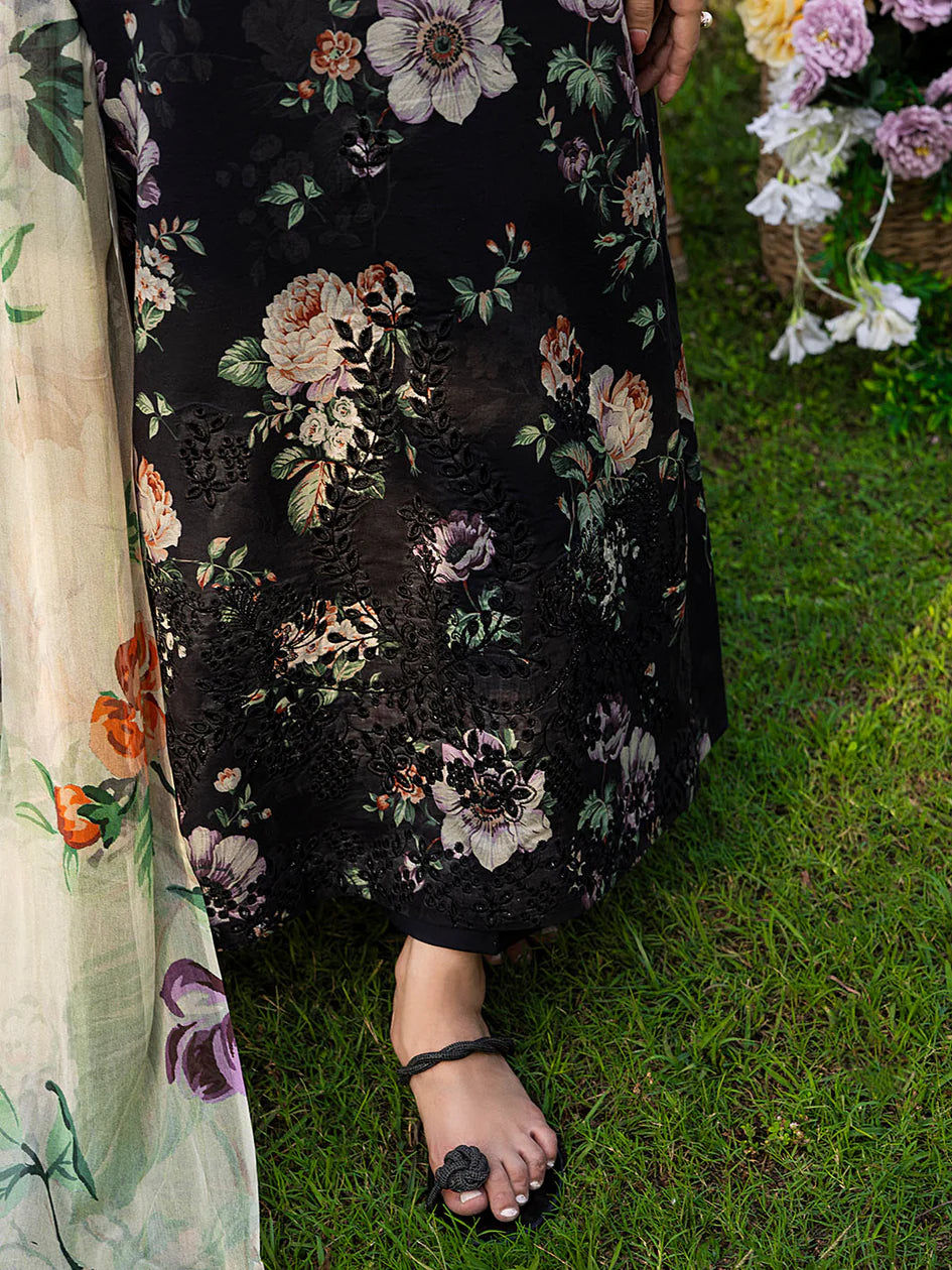 3pc unstitched linen dress with linen dupatta JN-2606