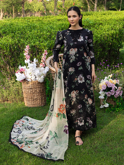 3pc unstitched linen dress with linen dupatta JN-2606