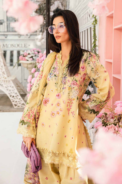 Maria.b 3 pc unstitched printed article with chiffon dupatta