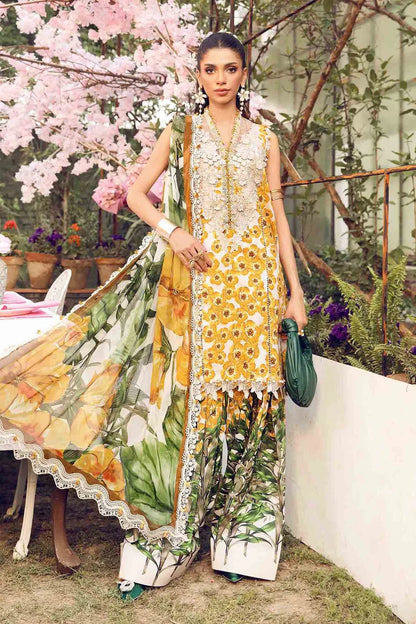 Maria.b 3 pc unstitched printed article with chiffon dupatta