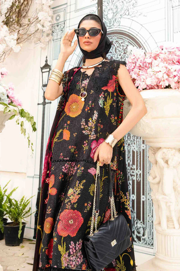 Maria.b 3 pc unstitched printed article with chiffon dupatta
