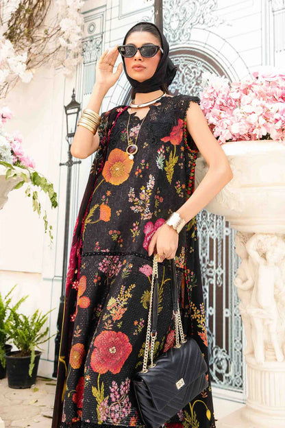 Maria.b 3 pc unstitched printed article with chiffon dupatta
