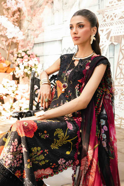 Maria.b 3 pc unstitched printed article with chiffon dupatta