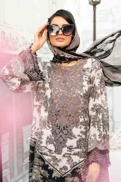 Maria.B 3pc lawn suit unstitched with chifoon dupatta