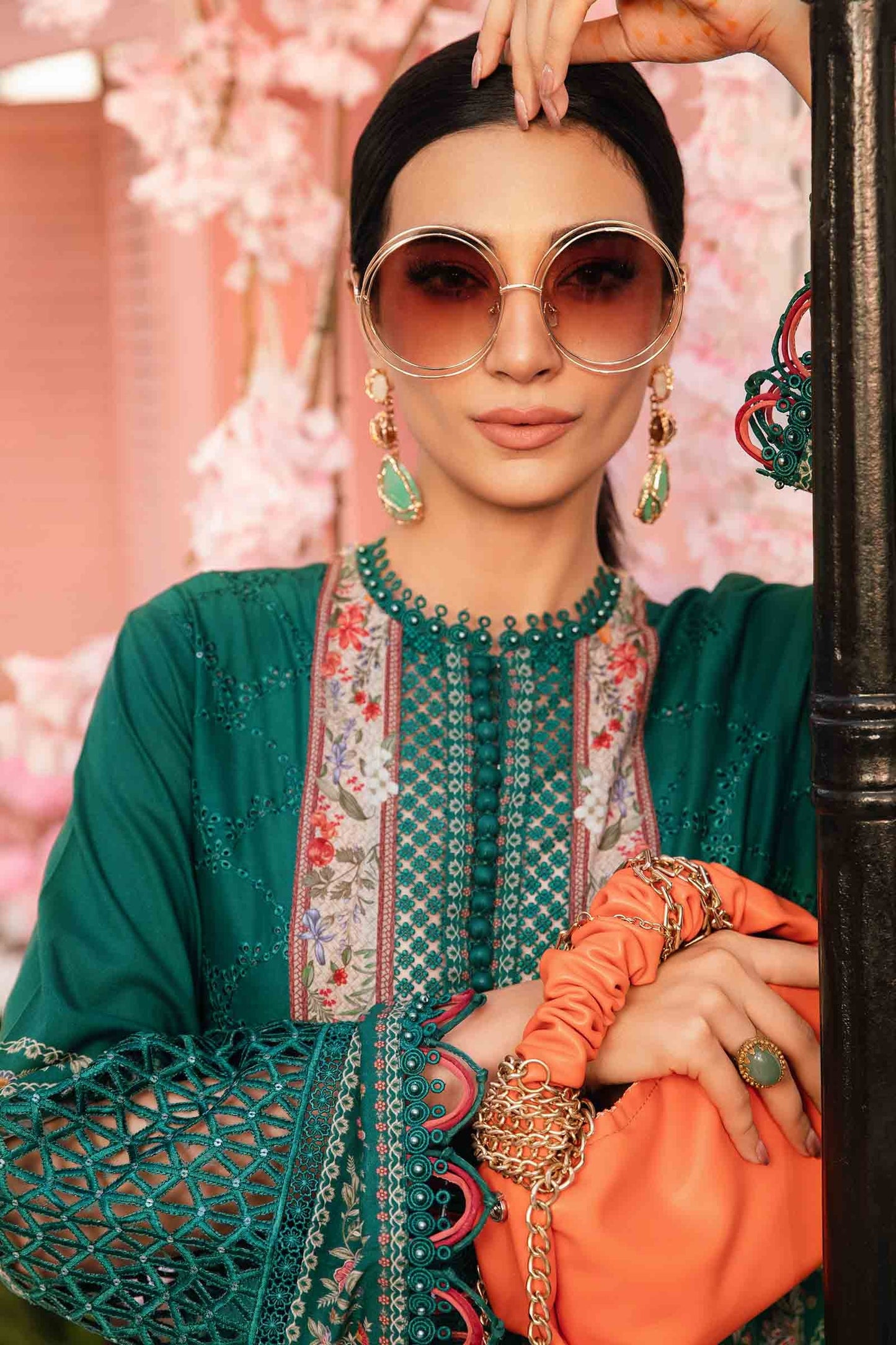Maria.b 3 pc unstitched printed article with chiffon dupatta