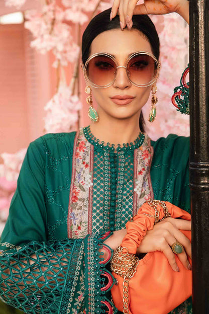Maria.b 3 pc unstitched printed article with chiffon dupatta