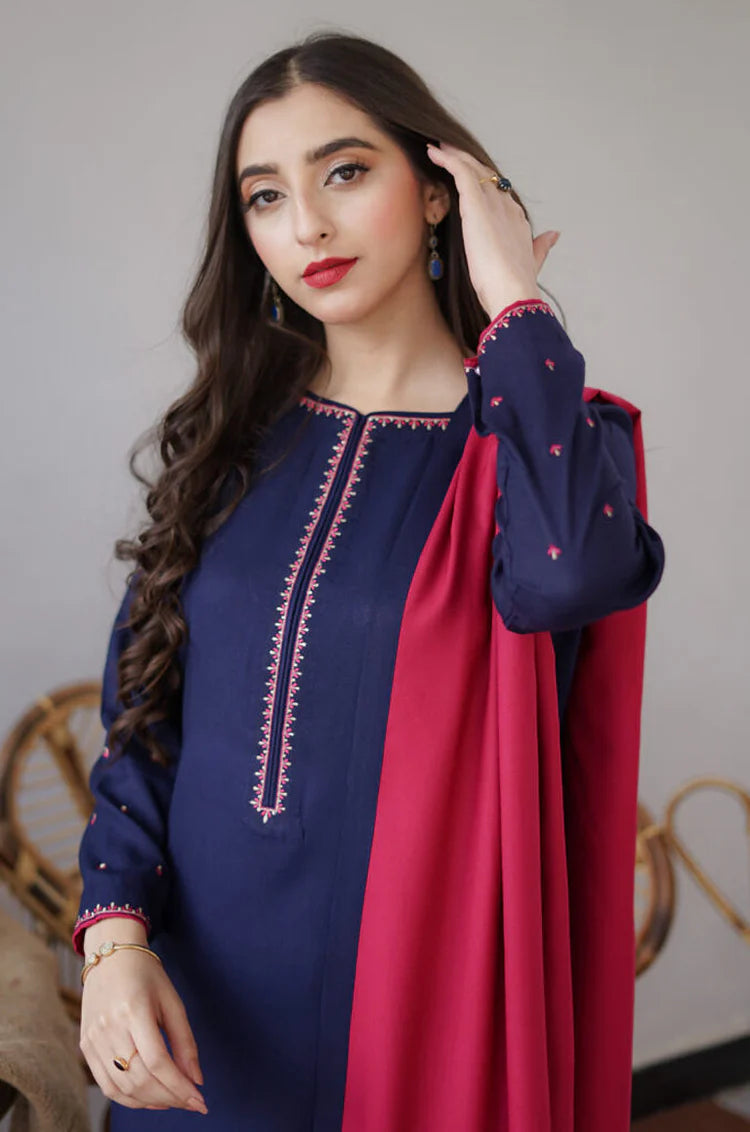 3pc unstitched dhanak  dress with dhannak shwal 2644