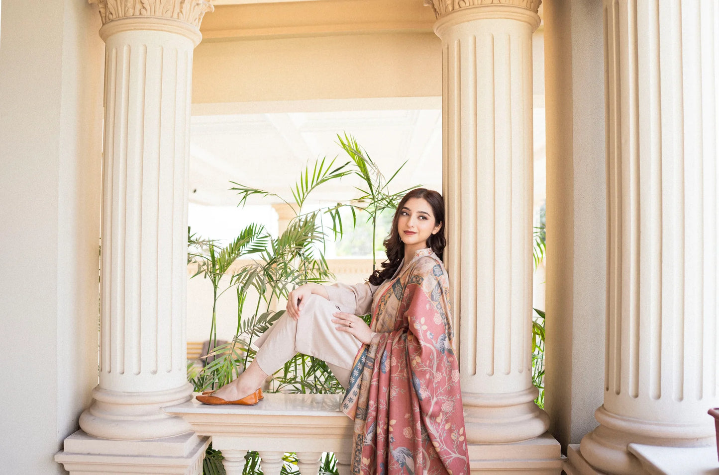 3pc unstitched dhanak dress with wool shawl printed dupatta 2667