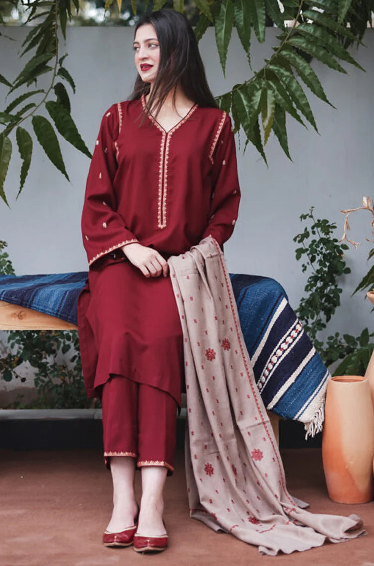 3pc unstitched dhanak  dress with dhannak shwal 2645