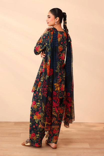 3pc unstitched linen dress with linen dupatta JN-2605