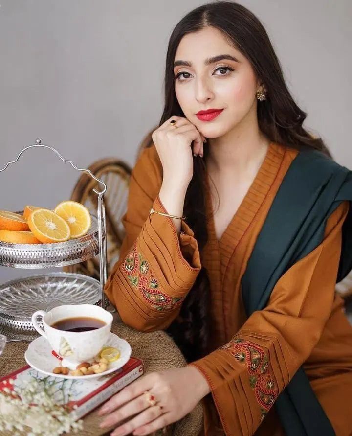 3pc unstitched dhanak  dress with dhannak  dupatta JN-2603