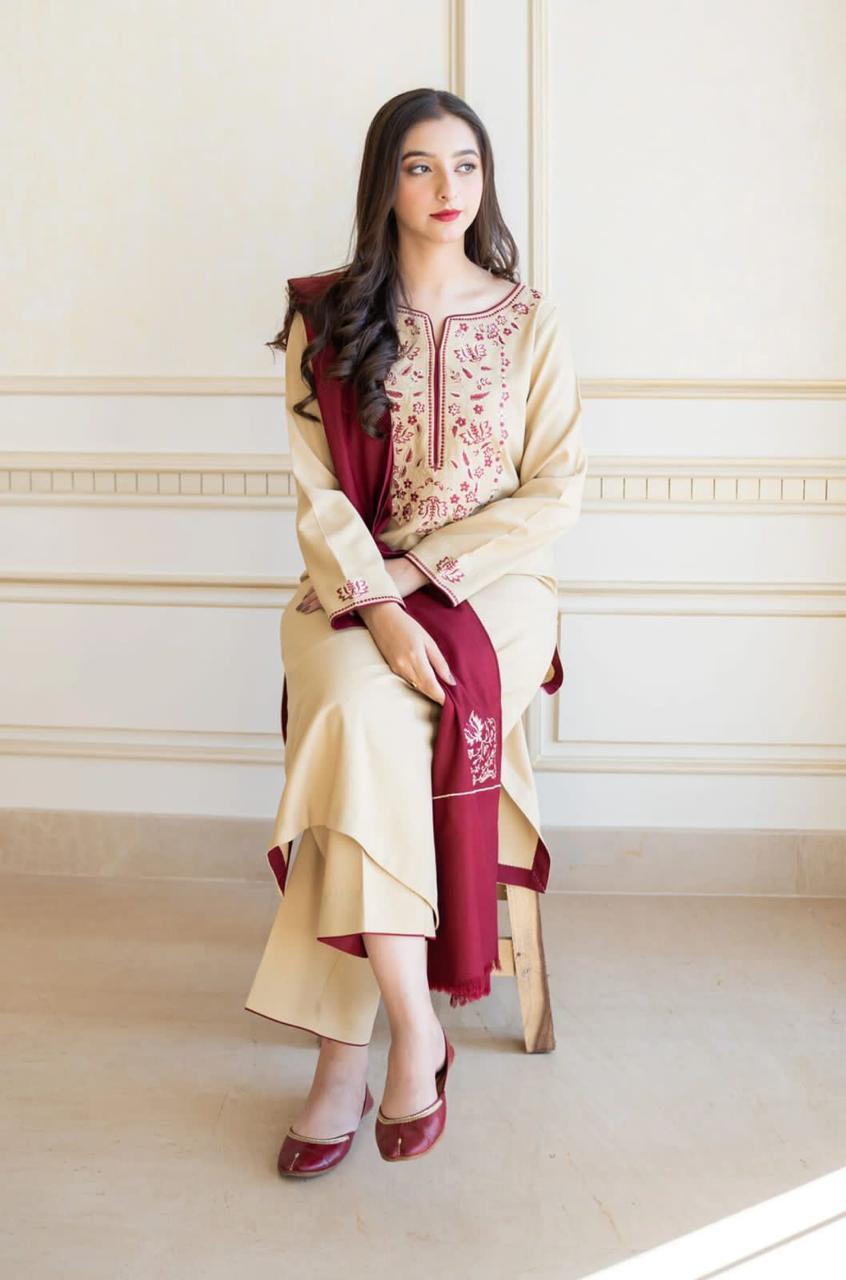 3pc unstitched dhanak  dress with dhannak  dupatta JN-2609
