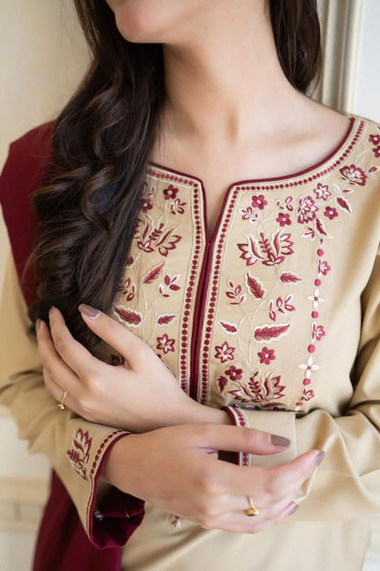 3pc unstitched dhanak  dress with dhannak  dupatta JN-2609
