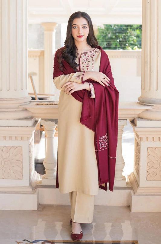 3pc unstitched dhanak  dress with dhannak  dupatta JN-2609