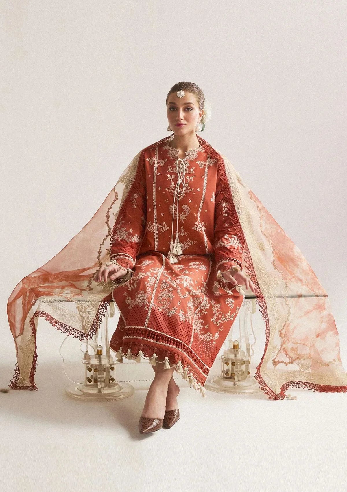 3pc unstitched dhanak dress with Printed wool shawl 2665