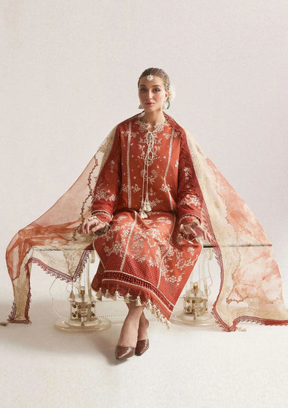 3pc unstitched dhanak dress with Printed wool shawl 2665