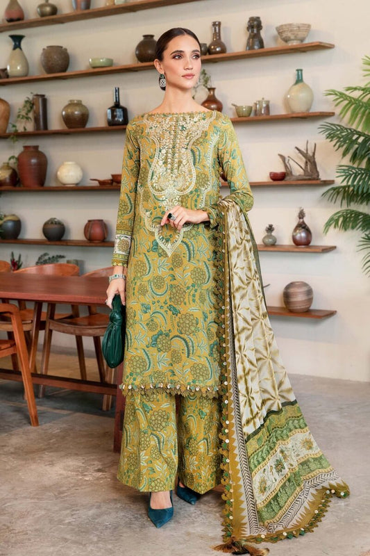 Maria.b 3 pc unstitched printed article with chiffon dupatta