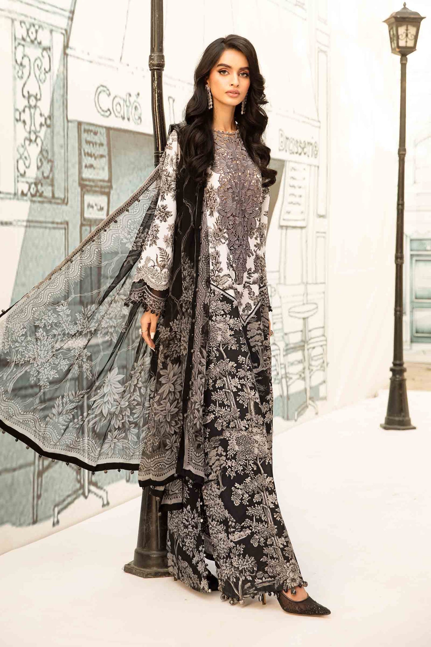 Maria.B 3pc lawn suit unstitched with chifoon dupatta