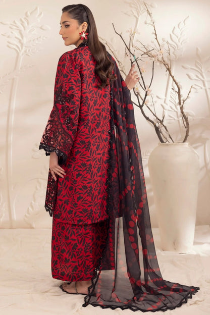 3pc unstitched linen dress with linen dupatta JN-2607