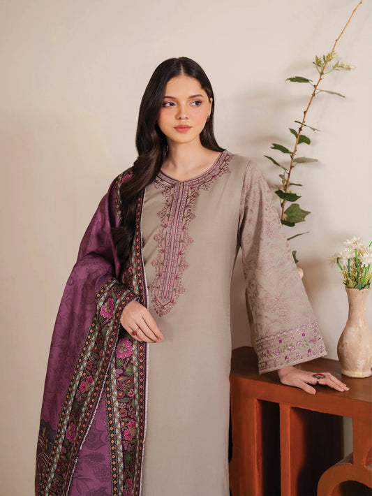 Sapphire 3pc unstiched lawn suit with fancy voil duppata