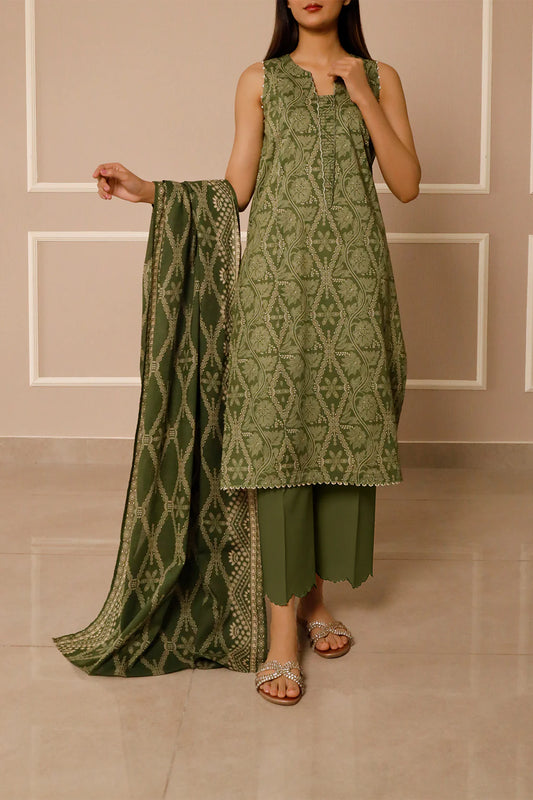 saya 3pc un-stitched printed lawn dress with lawn printed dupatta