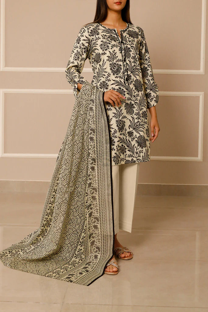 Saya 3pc un-stitched printed lawn dress with lawn printed dupatta