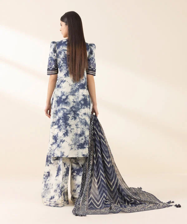 Hania Amir 3pc unstitched printed article with patches