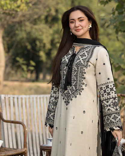 Khaddi 3 pc suit unstitched embroidered  with bamber dupatta