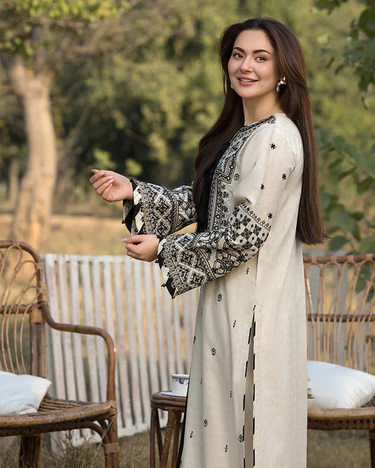 Khaddi 3 pc suit unstitched embroidered  with bamber dupatta