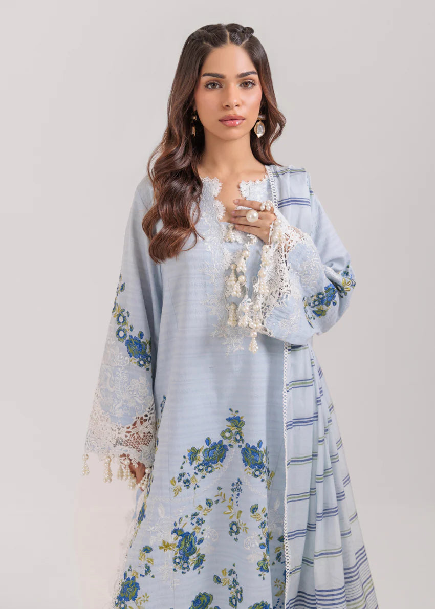 azel minal 3pc unstitched printed Dhanak dress with same shawl 2674