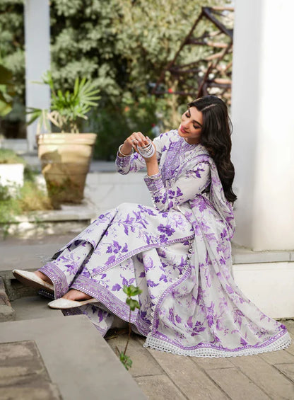 Anila 3pc unstiched lawn suit with chiffon dupata