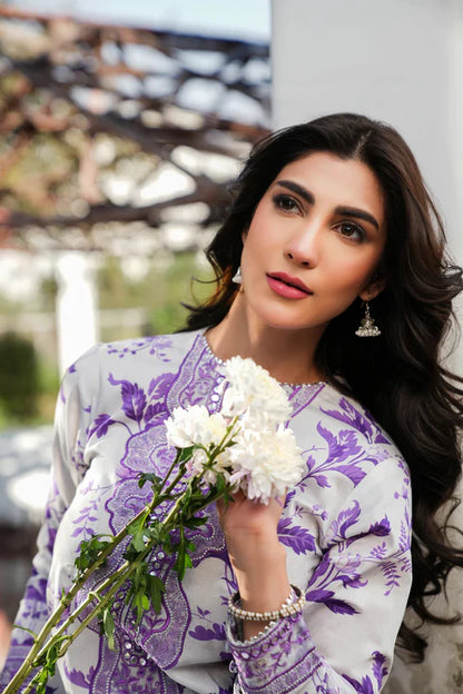 Anila 3pc unstiched lawn suit with chiffon dupata