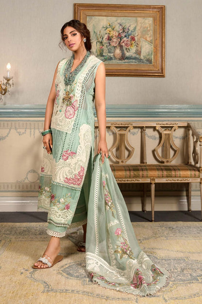 Crimson 3pc unstitched lawn embroidered dresss with embroidred dupatta