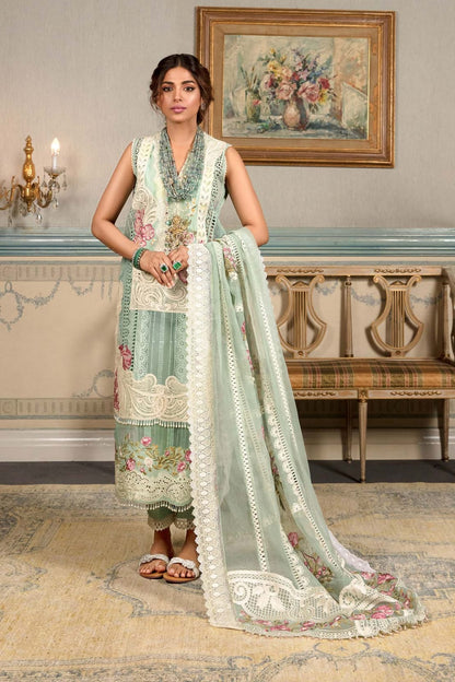 Crimson 3pc unstitched lawn embroidered dresss with embroidred dupatta