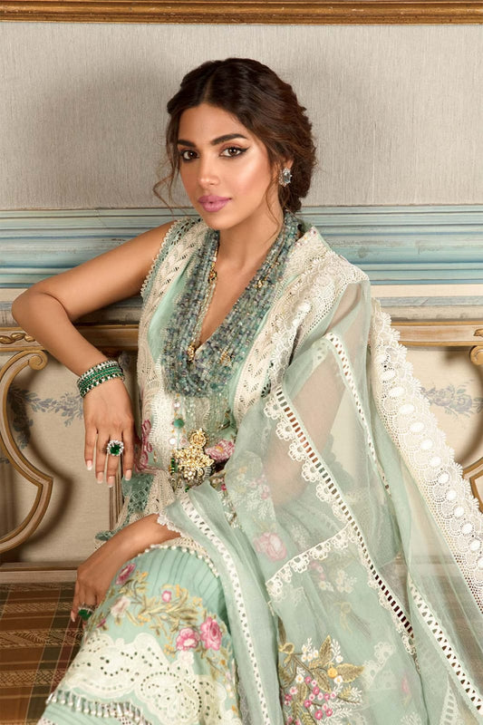 Crimson 3pc unstitched lawn embroidered dresss with embroidred dupatta