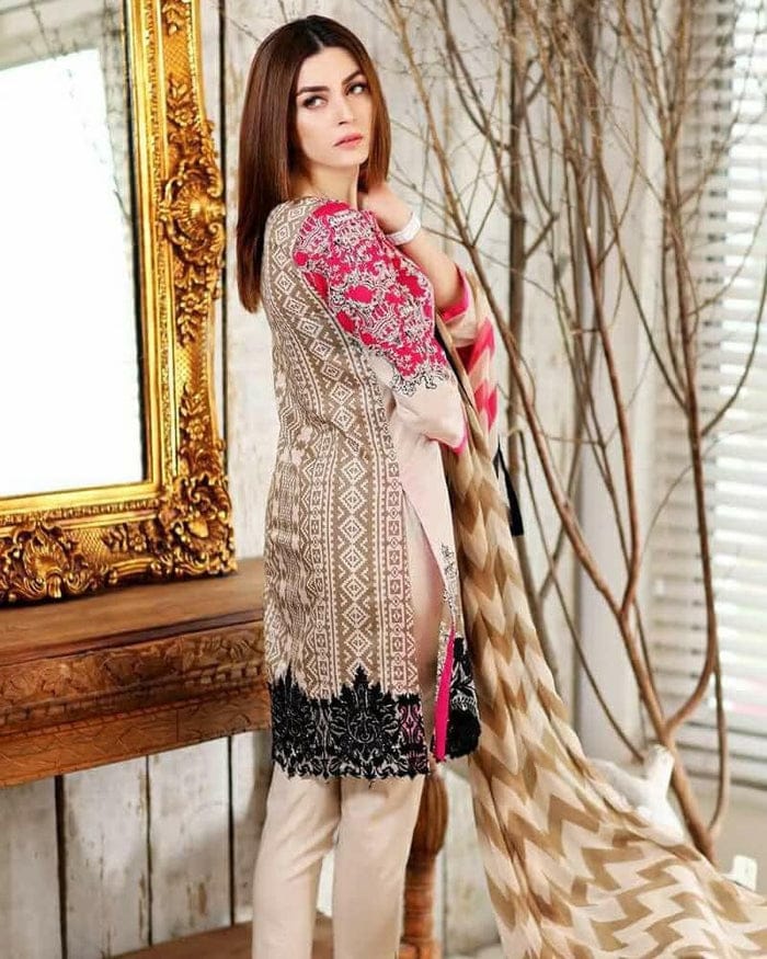 3pc unstitched linen dress with linen dupatta JN-2610