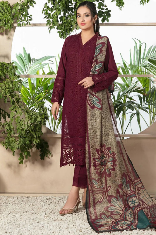 Maria.b 3pc lawn suit unstitched with voil dupatta