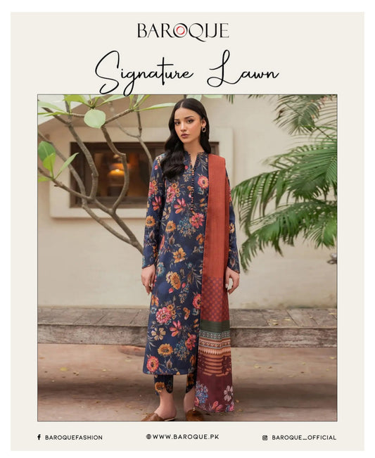 Motifz 3pc un-stitched printed dress with lawn dupatta