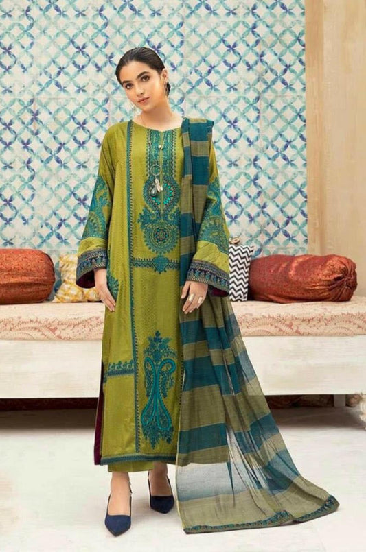 Maria.b Embroidered lawn Three Piece Mehandi